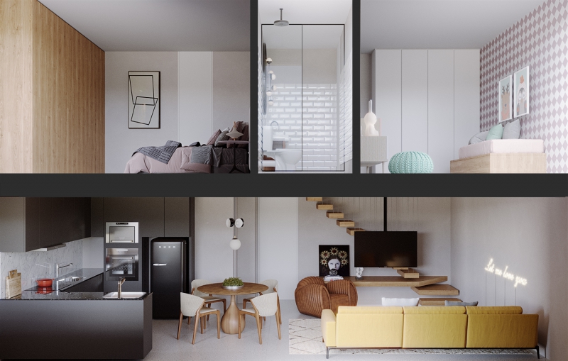 Conheça Corte duplex do empreendimento - Fachada - BARTÔ 144 - 226 - 5 Corte duplex - Fachada - BARTÔ 144 - 226 - 5