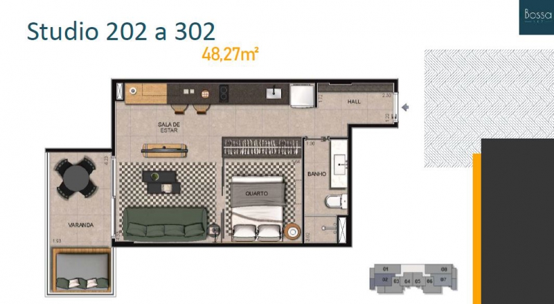 Conheça Studio 202 e 302 do empreendimento - Fachada - Bossa 107 - 262 - 6 Studio 202 e 302 - Fachada - Bossa 107 - 262 - 6