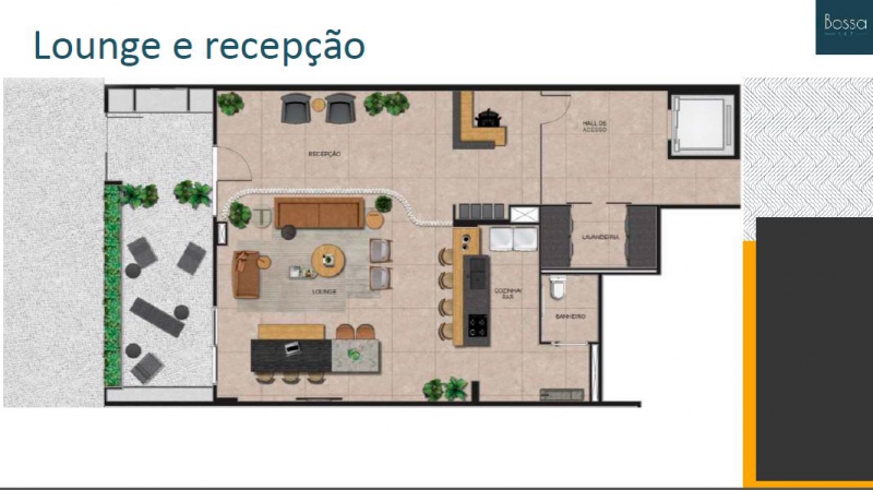 Conheça Planta Louge recepção do empreendimento - Fachada - Bossa 107 - 262 - 10 Planta Louge recepção - Fachada - Bossa 107 - 262 - 10