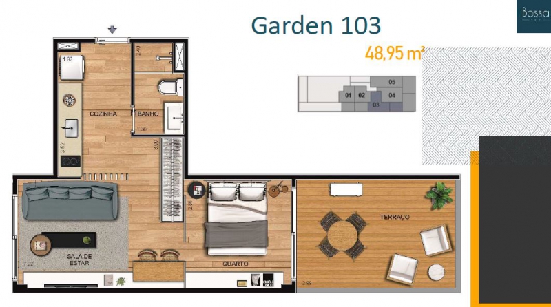 Conheça Planta garden 103 do empreendimento - Fachada - Bossa 107 - 262 - 13 Planta garden 103 - Fachada - Bossa 107 - 262 - 13