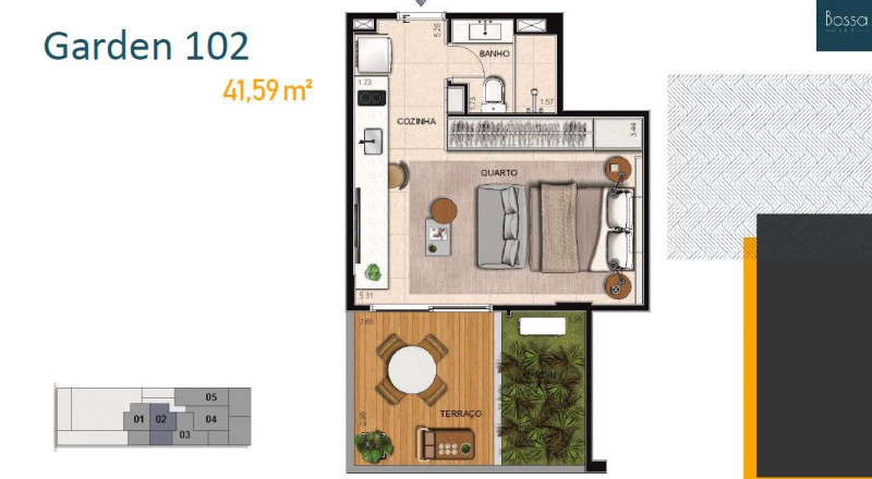 Conheça Planta garden 102 do empreendimento - Fachada - Bossa 107 - 262 - 14 Planta garden 102 - Fachada - Bossa 107 - 262 - 14