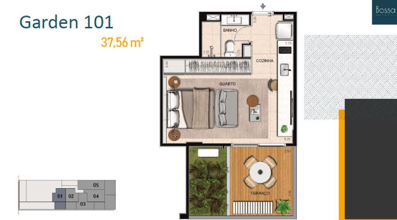 Conheça Planta garden 101 do empreendimento - Fachada - Bossa 107 - 262 - 15 Planta garden 101 - Fachada - Bossa 107 - 262 - 15