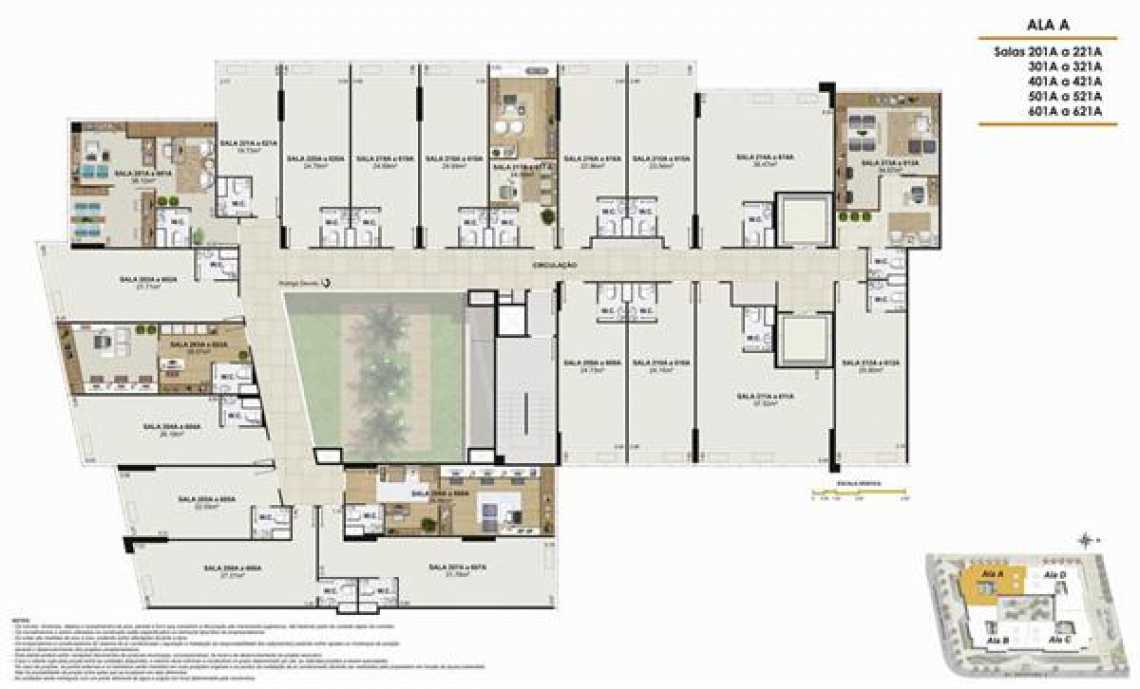 Conheça PLANTA ALA A do empreendimento - Fachada - One Offices - 70 - 17 PLANTA ALA A - Fachada - One Offices - 70 - 17