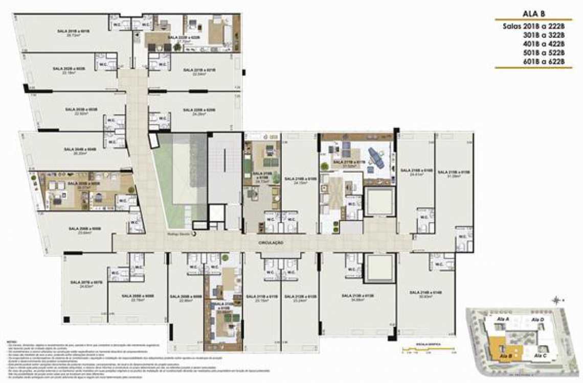 Conheça PLANTA ALA B do empreendimento - Fachada - One Offices - 70 - 18 PLANTA ALA B - Fachada - One Offices - 70 - 18