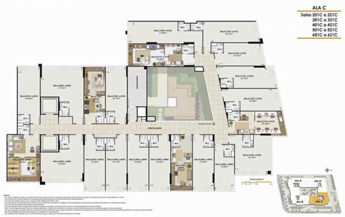 Conheça PLANTA ALA C do empreendimento - Fachada - One Offices - 70 - 19 PLANTA ALA C - Fachada - One Offices - 70 - 19