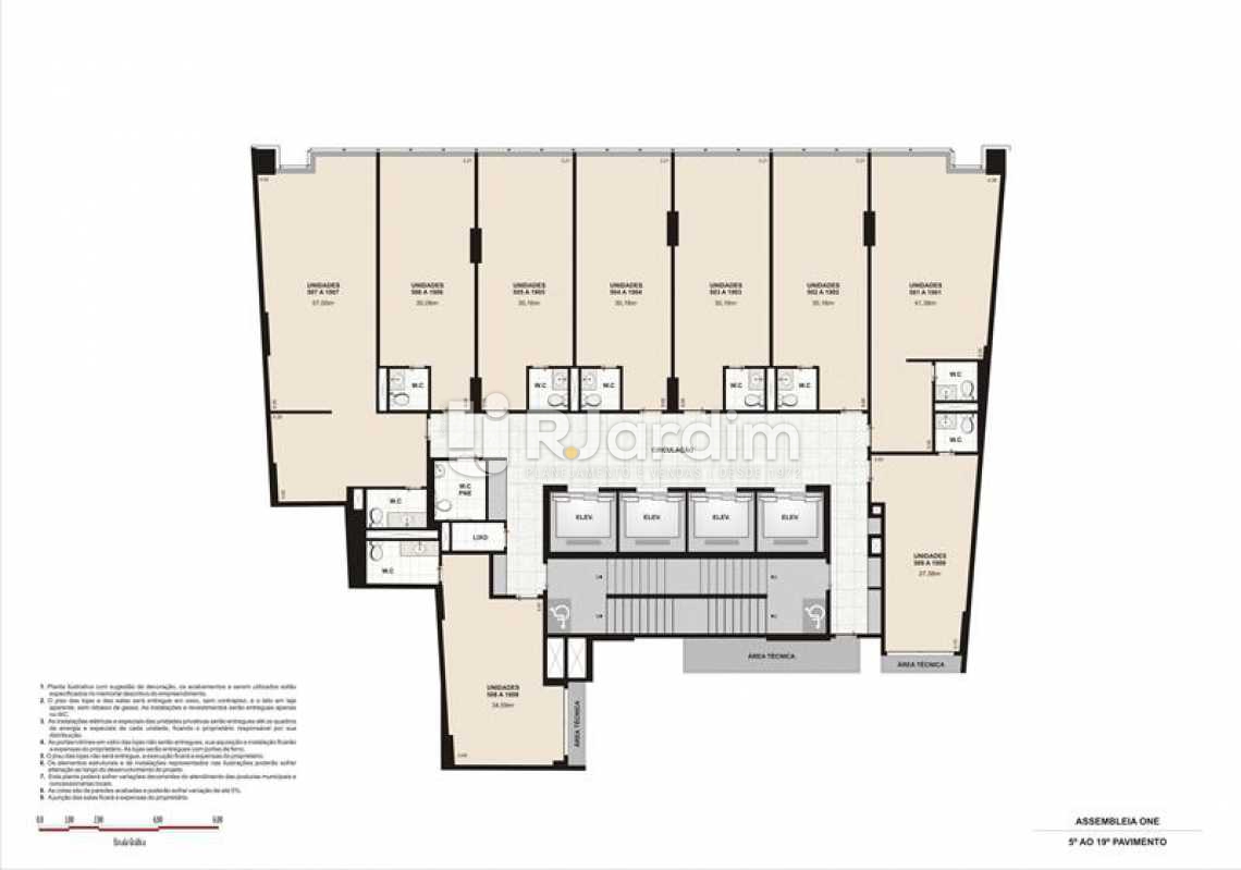 Conheça PLANTA TIPO 1 SECA do imóvel - Lançamento Assembleia One Imóveis Compra e Venda Imóveis Comerciais Zona Centro Salas E Andares - LASL00035 - 12 PLANTA TIPO 1 SECA - Lançamento Assembleia One Imóveis Compra e Venda Imóveis Comerciais Zona Centro Salas E Andares - LASL00035 - 12