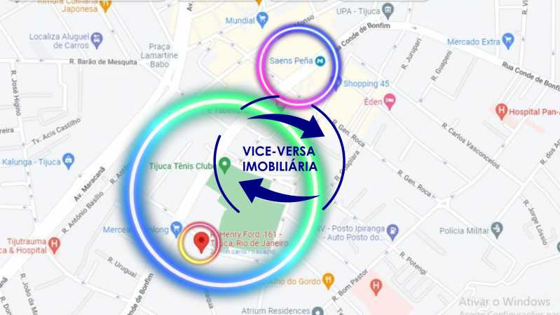 Mapa - Excelente cobertura, totalmente reformada, 180m², localizado a cerca 100 metros da Rua Conde de Bonfim, em frente ao acesso secundário do Tijuca Tênis Clube, a duas quadras do metrô. - 1426 - 31