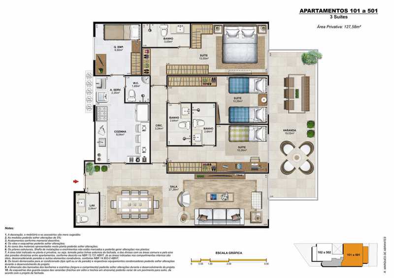 Conheça Planta 3 suites do empreendimento - Fachada - Harmonie - 69 - 15 Planta 3 suites - Fachada - Harmonie - 69 - 15