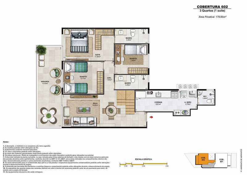 Conheça Planta cobertura 602 3q 1s do empreendimento - Fachada - Harmonie - 69 - 21 Planta cobertura 602 3q 1s - Fachada - Harmonie - 69 - 21