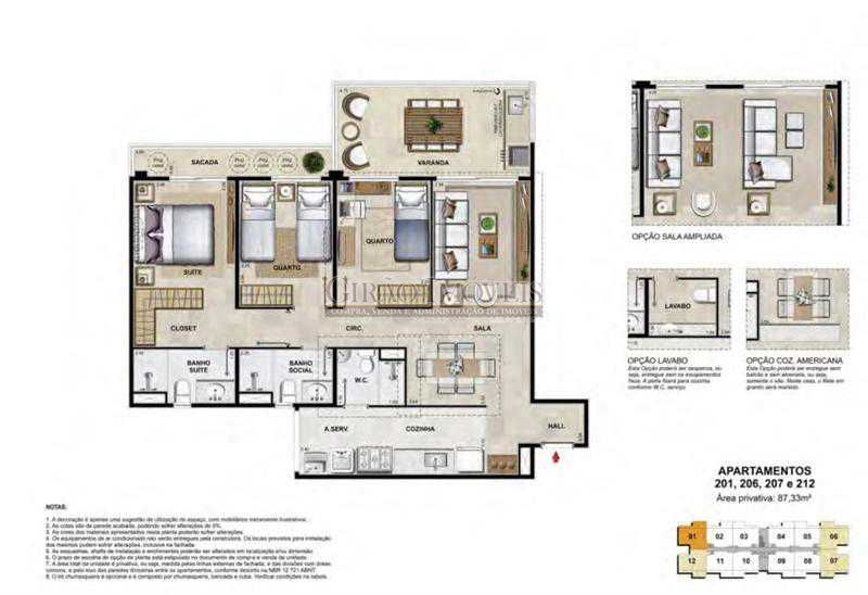 Conheça 12 Planta 3 quartos do imóvel - Apartamento À Venda - Recreio dos Bandeirantes - Rio de Janeiro - RJ - GIAP20524 - 13 12 Planta 3 quartos - Apartamento À Venda - Recreio dos Bandeirantes - Rio de Janeiro - RJ - GIAP20524 - 13
