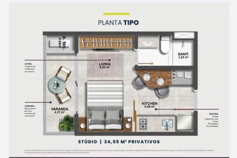 Apartamento à venda com 1 quarto, 25m² - Foto 2