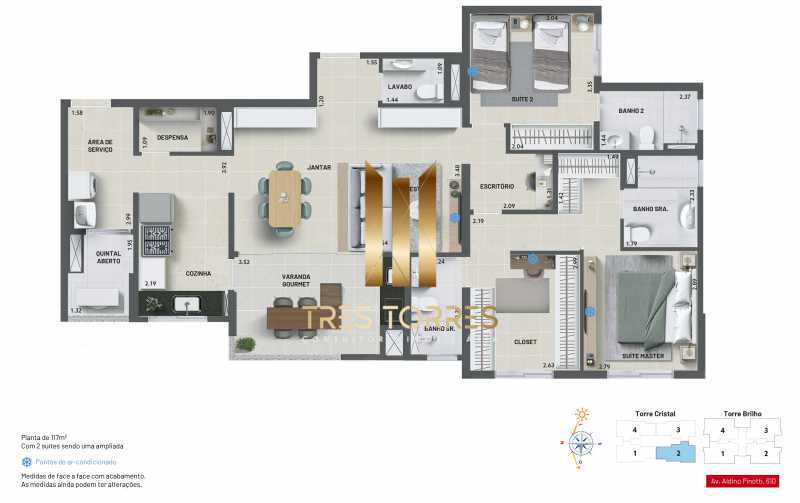 Apartamento à venda com 3 quartos, 117m² - Foto 2