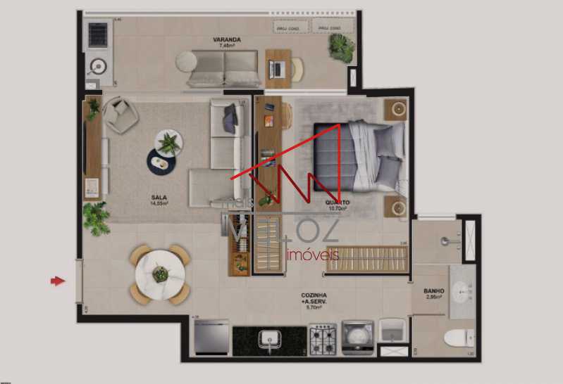 Apartamento à venda com 1 quarto, 50m² - Foto 2