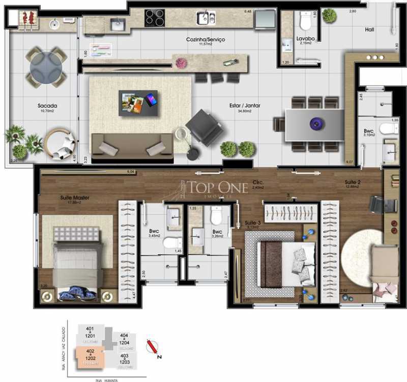 Apartamento à venda com 3 quartos, 129m² - Foto 2