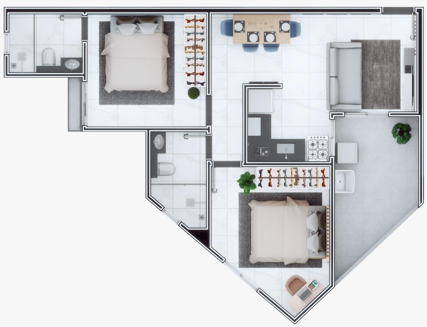 Apartamento à venda com 2 quartos, 54m² - Foto 3