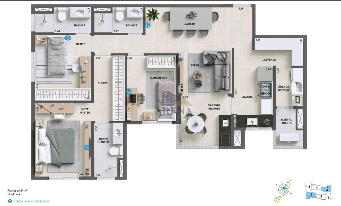 Apartamento à venda com 3 quartos - Foto 2