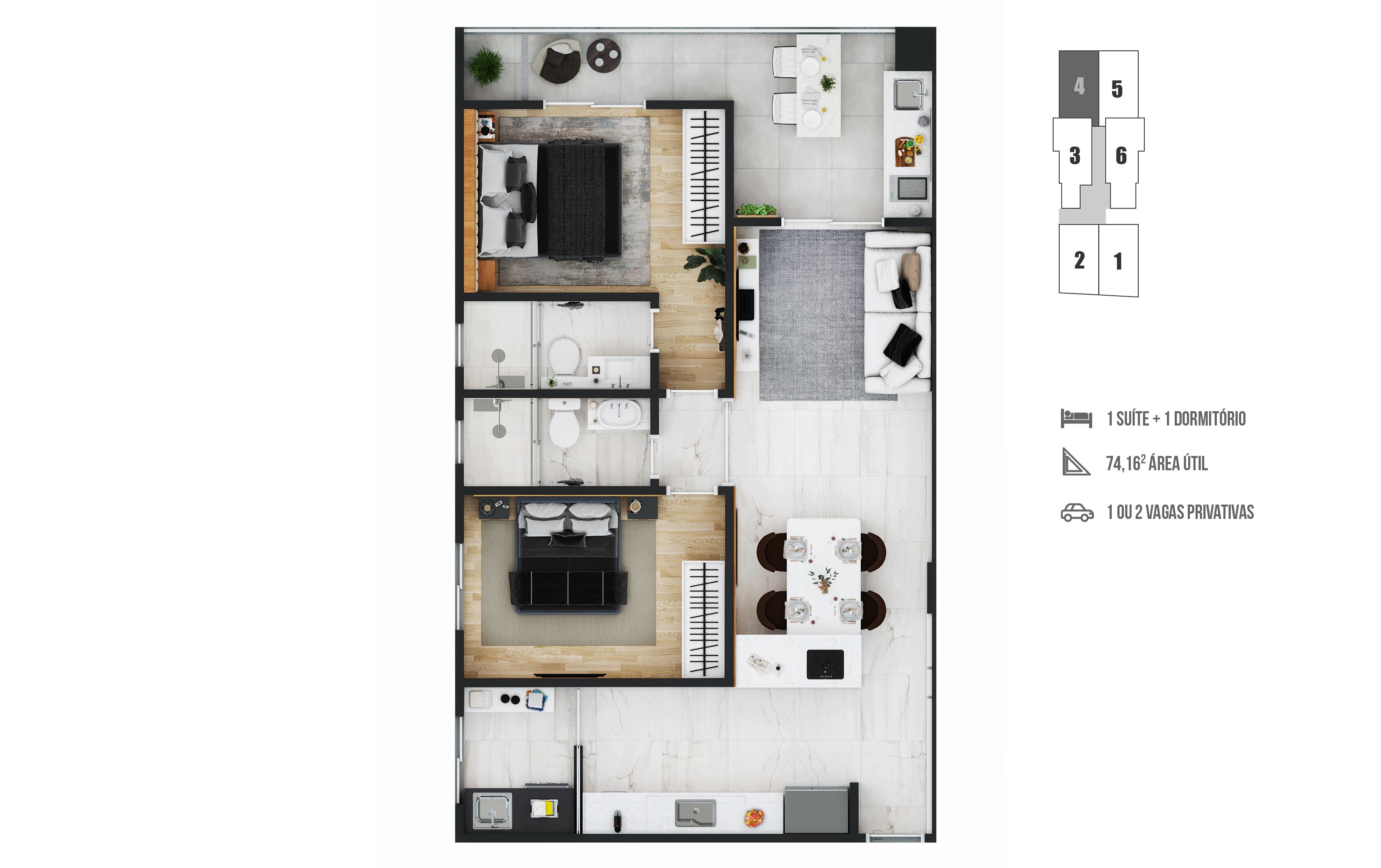 Apartamento, 2 quartos, 74 m² - Foto 5