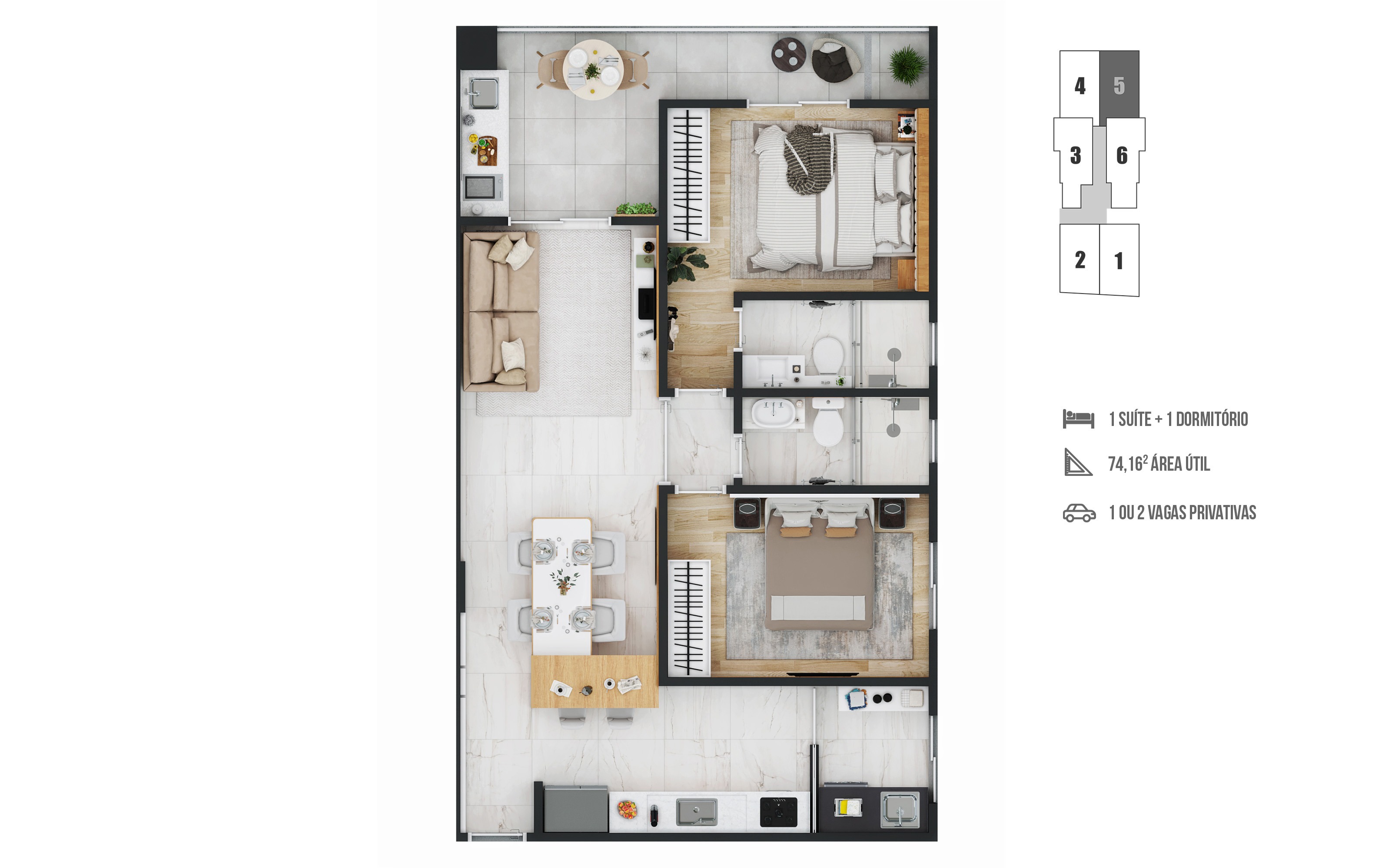 Apartamento, 2 quartos, 74 m² - Foto 6