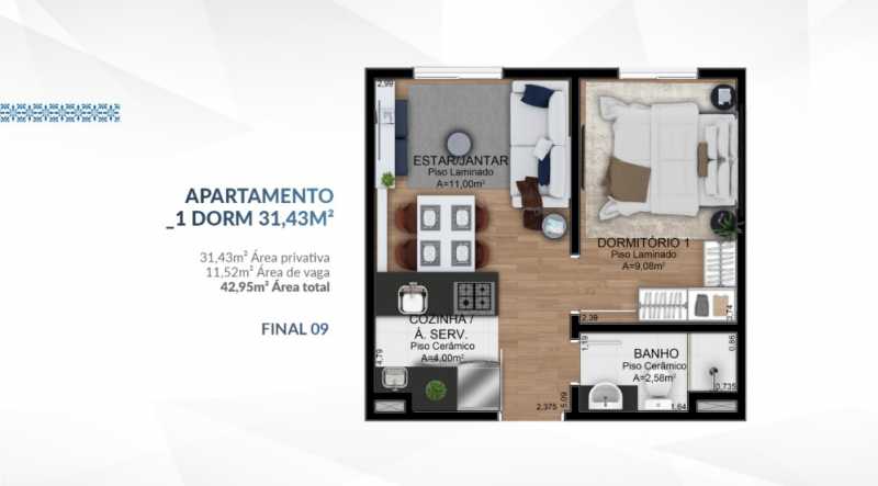 Apartamento, 1 quarto, 31 m² - Foto 1