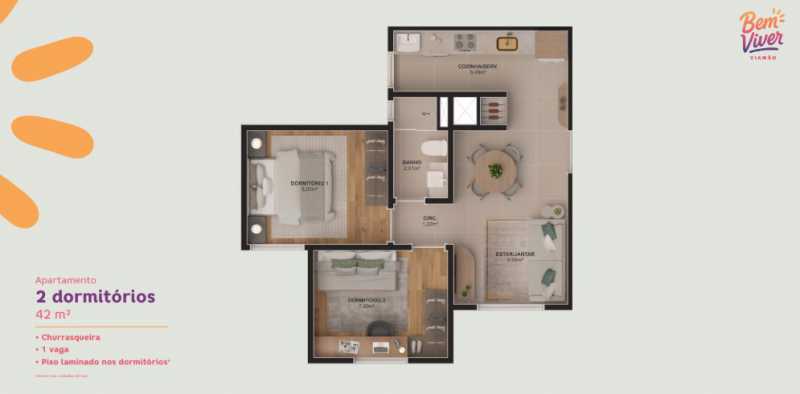 Apartamento, 2 quartos, 42 m² - Foto 1