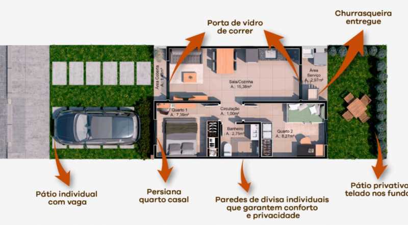 Casa de Condomínio, 2 quartos - Foto 1