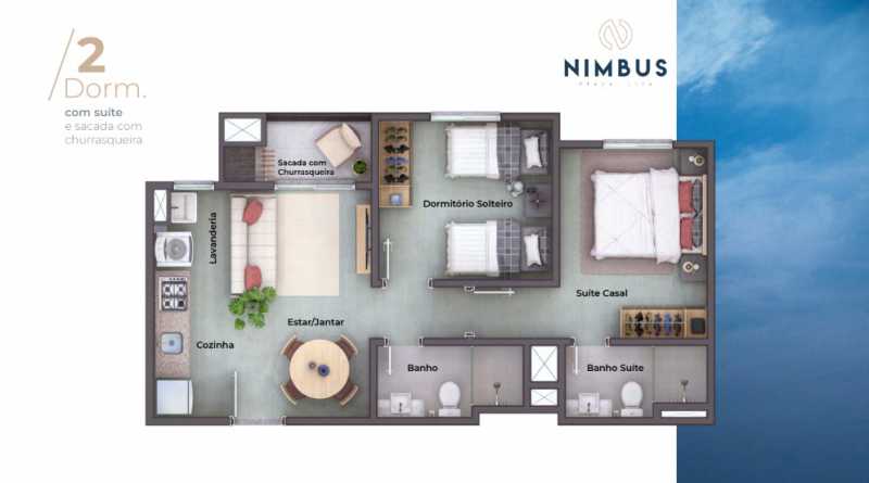 Apartamento, 2 quartos, 48 m² - Foto 1