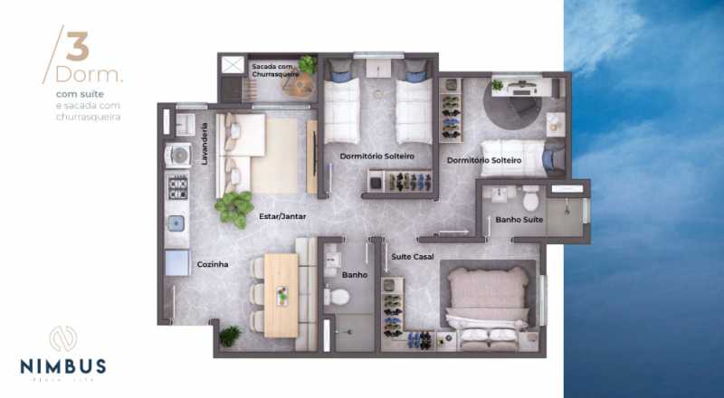 Apartamento, 3 quartos, 60 m² - Foto 1