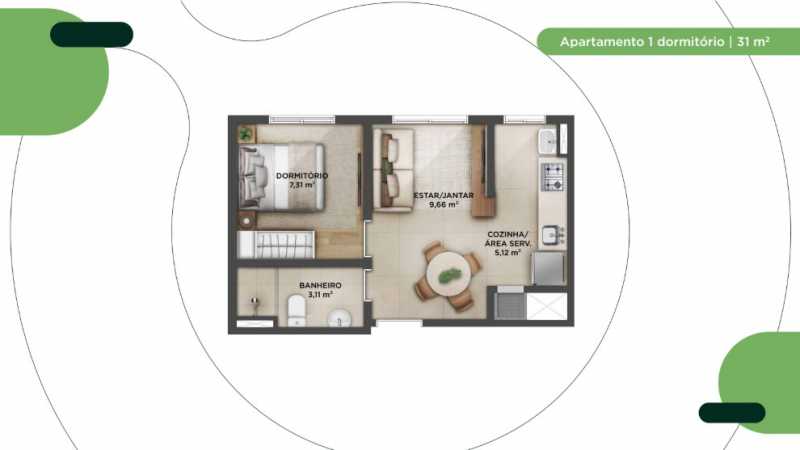 Apartamento, 1 quarto, 31 m² - Foto 1