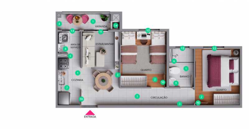Apartamento, 2 quartos, 47 m² - Foto 1