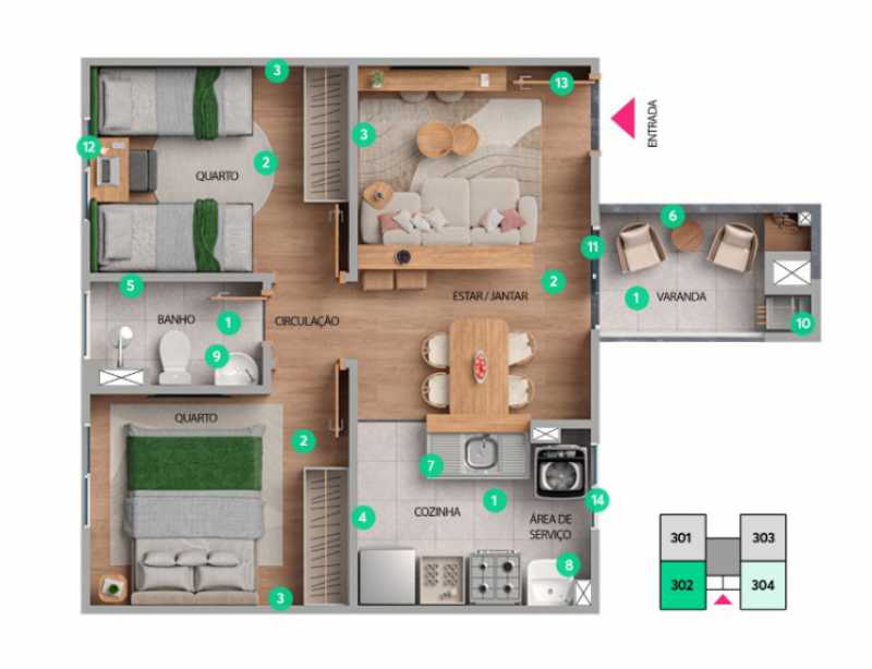 Apartamento, 2 quartos, 42 m² - Foto 1