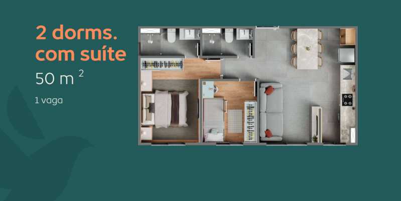 Apartamento, 2 quartos, 50 m² - Foto 1