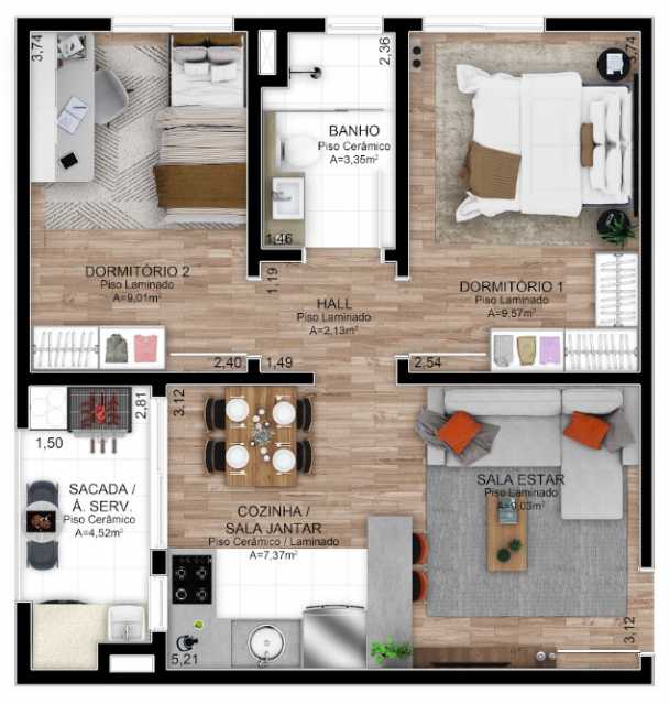 Apartamento, 2 quartos, 50 m² - Foto 1