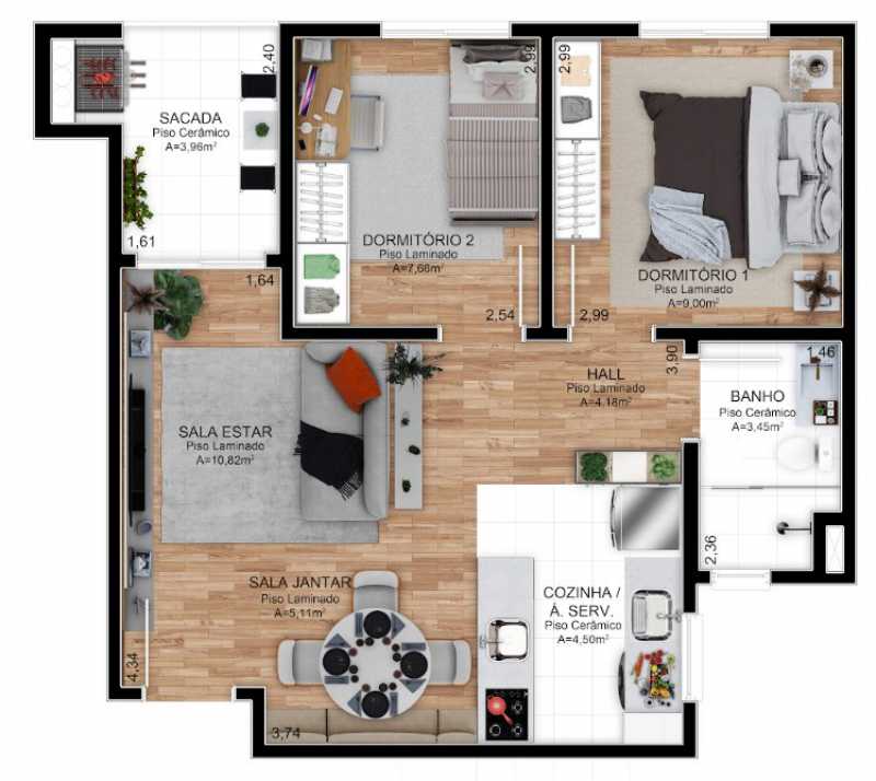 Apartamento, 2 quartos, 56 m² - Foto 1