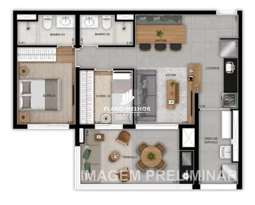 Apartamento, 2 quartos, 70 m² - Foto 2