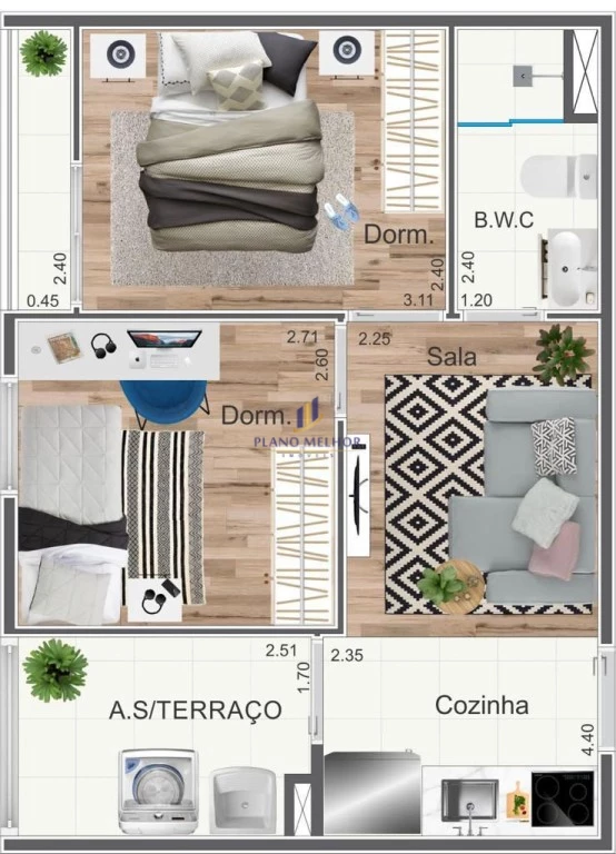 Apartamento, 2 quartos, 39 m² - Foto 2