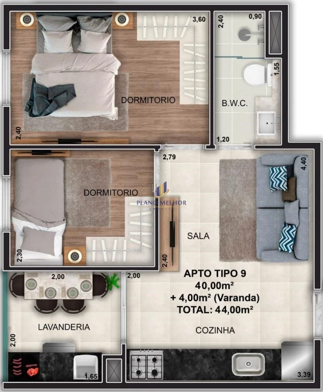 Apartamento, 2 quartos, 44 m² - Foto 5