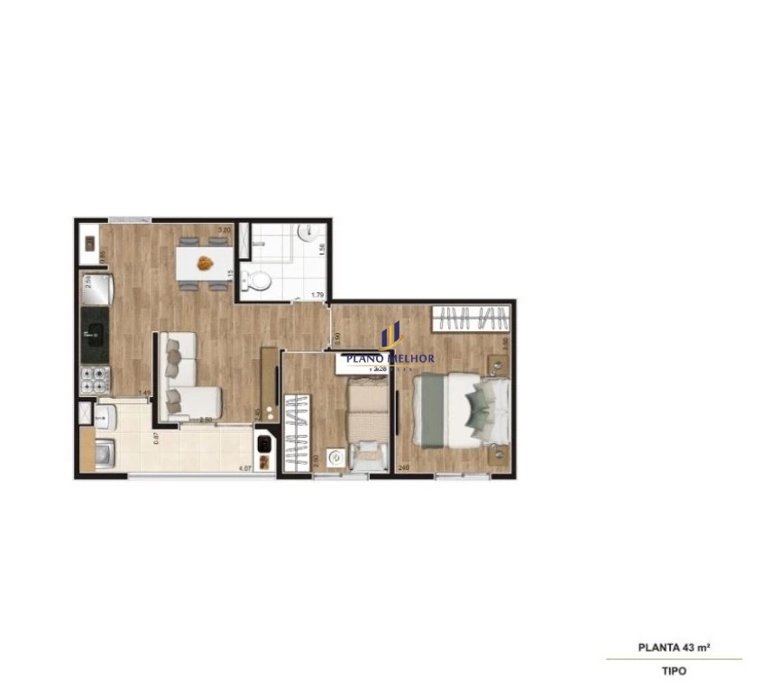 Apartamento, 2 quartos, 43 m² - Foto 7
