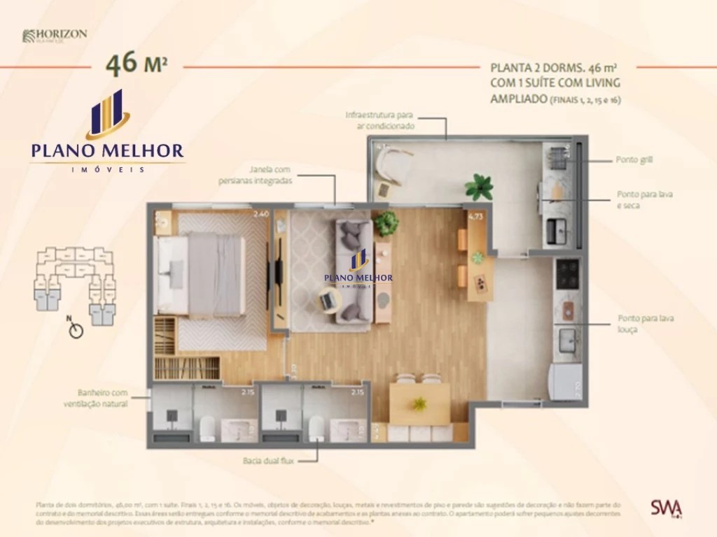 Apartamento, 2 quartos, 46 m² - Foto 14