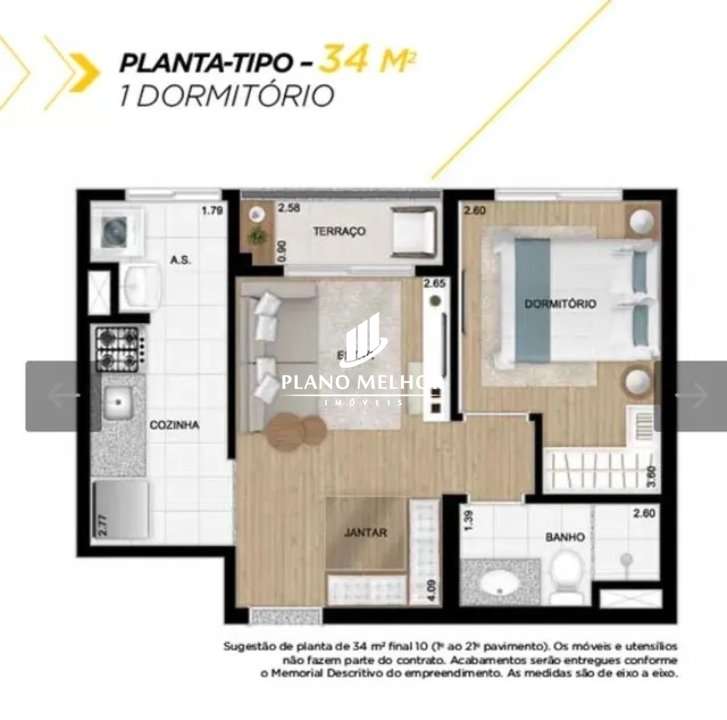 Apartamento, 2 quartos, 34 m² - Foto 3