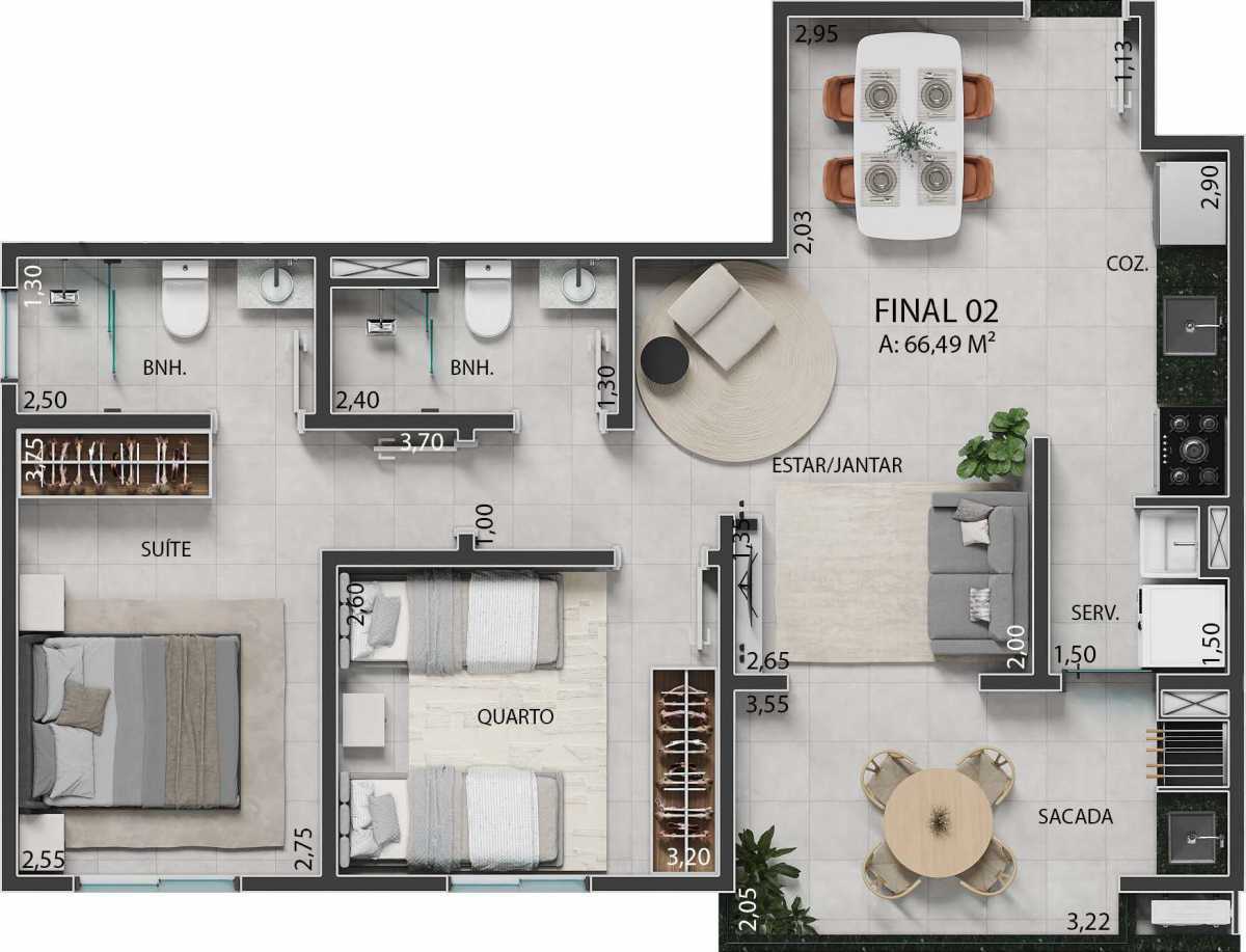 Apartamento, 2 quartos, 67 m² - Foto 2